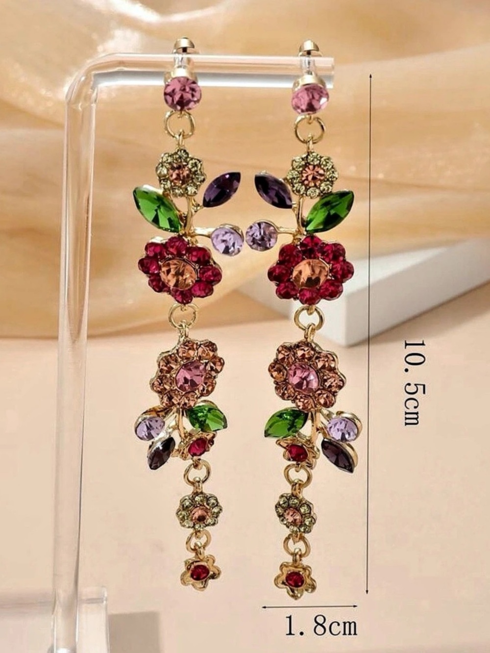 Floral Drop Earrings in Gold & Pink Like New